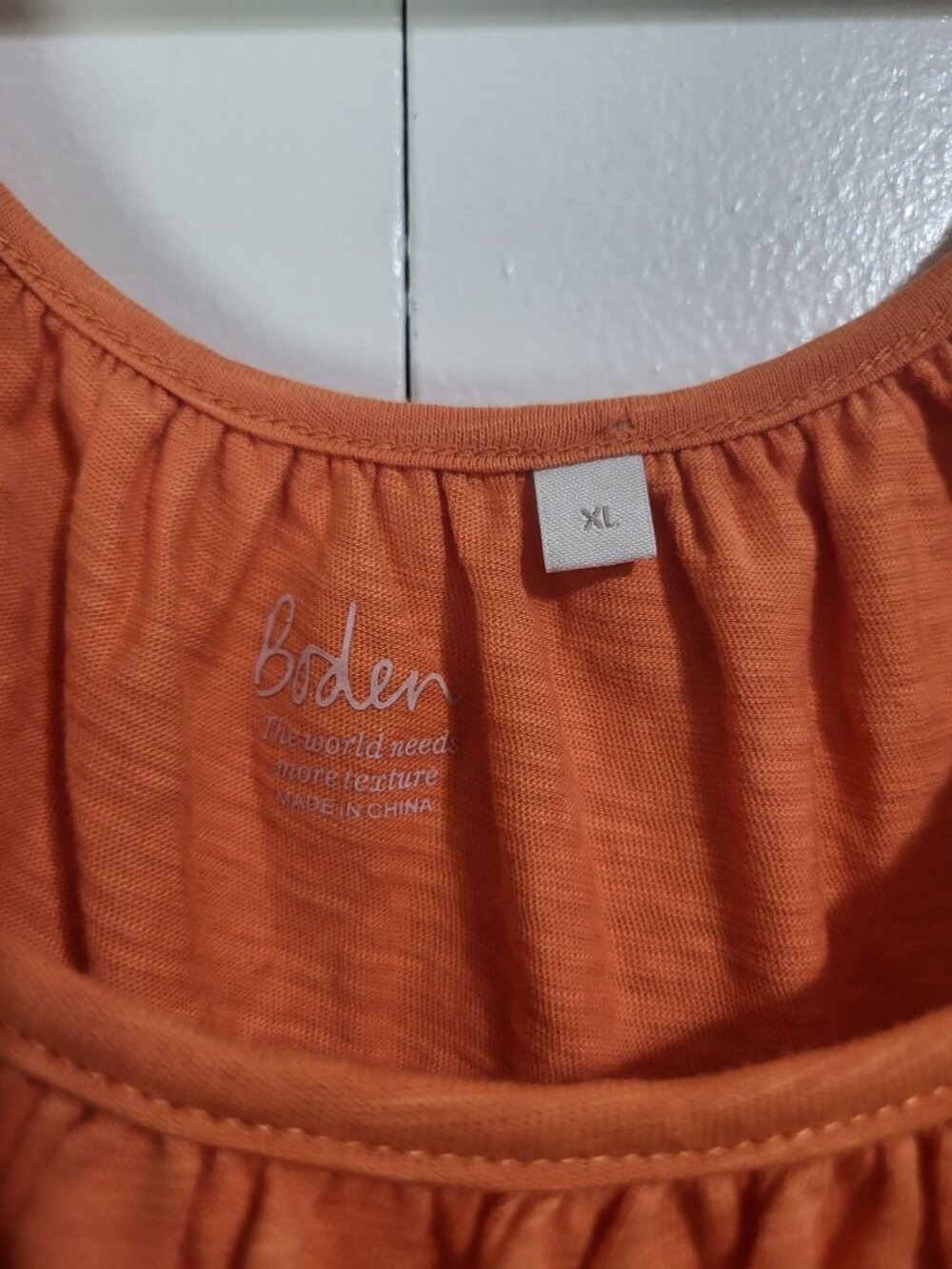 Boden Women's XL Cotton Slub Puff Sleeve Blouse Top Orange Peasant Boho Cottage - Picture 4 of 9
